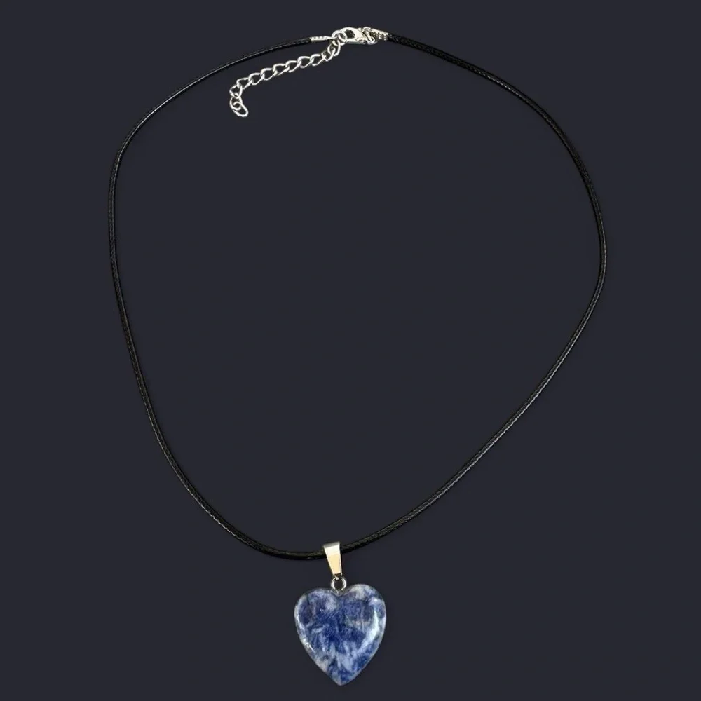 Sodalite Heart Pendant Necklace - Picture 3 of 4